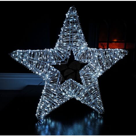 45cm Light up Silver Christmas Star Sculpture Decoration with 750 White LEDs