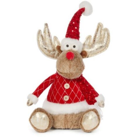 45cm Sitting Plush Golden Dancer Christmas Reindeer Decoration