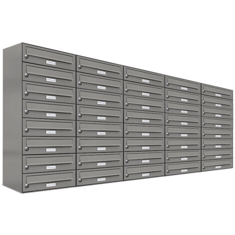 45er Premium Briefkasten Aluminiumgrau RAL Farbe 9007 für Außen Wand Postkasten