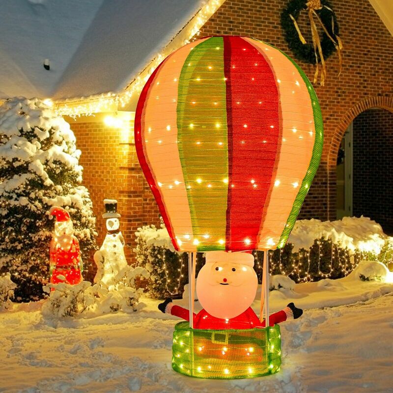 4.5FT led Christmas Santa Claus with Hot Air Balloon Pre-lit Xmas Decoration