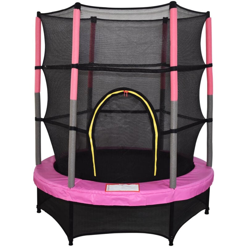 Aquariss - 4.5FT Mini Trampoline Set with Enclosure Safety Net Outdoor 55' Kids Toy Pink