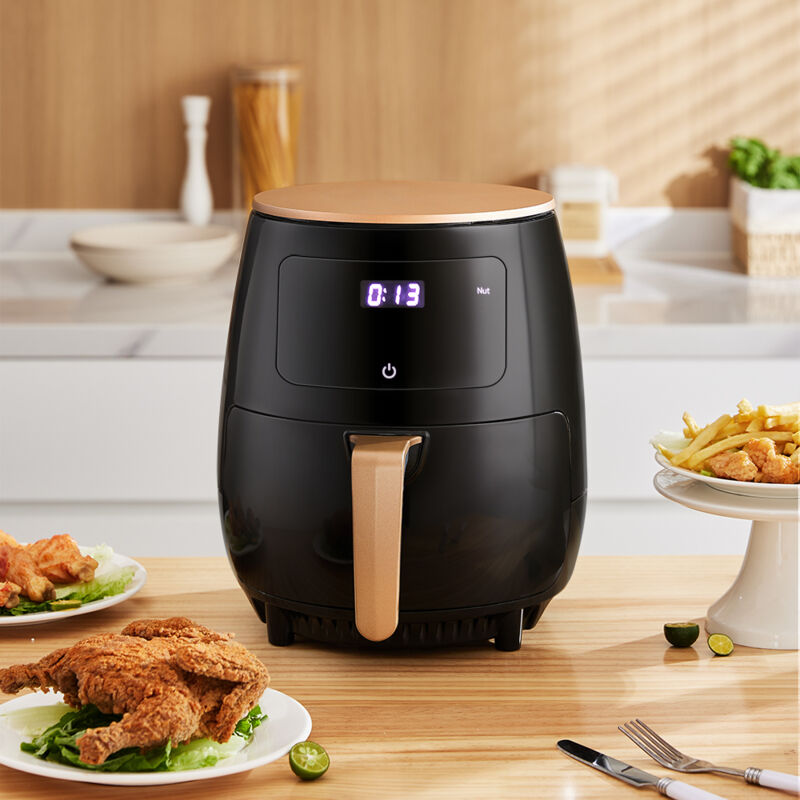 4L Electric Air Fryer With Non-Stick Basket LCD Digital Screen, Black