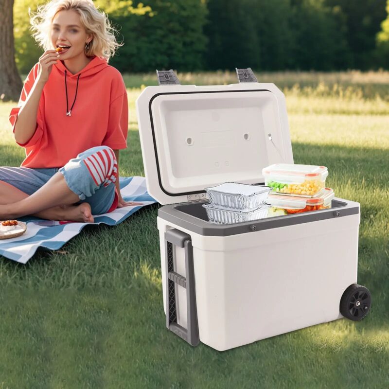 45L Insulated Portable Cooler, Ice Retention Cooler with Handle Wheelded Cooler Box, Cooling Box for BBQ, fishing, rowing, camping, traveling,