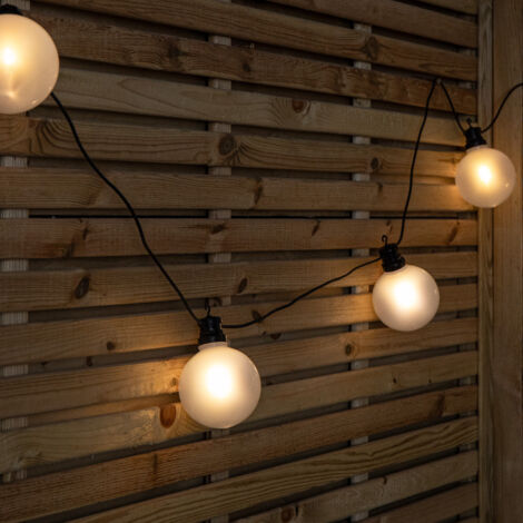 4.5m Set of 10 Frosted Ball Style Cap String Lights with Filament in Warm White