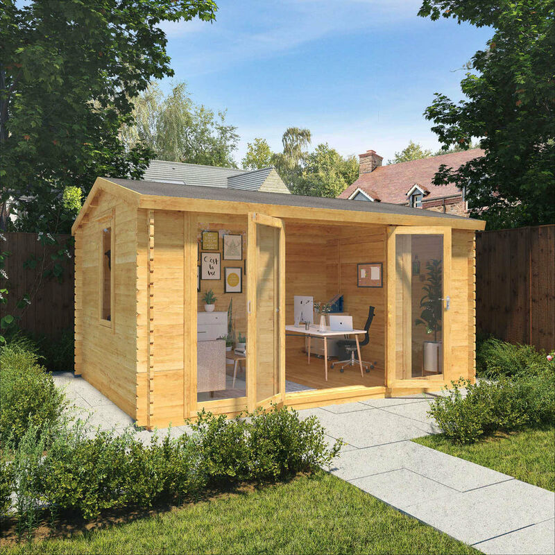 Waltons - 4.5m x 3.5m Home Office Wooden Double Glazed Log Cabin - 44mm