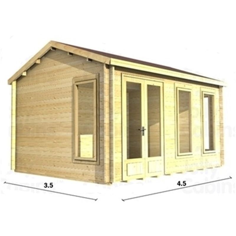 Abingdon - 4.5m x 3.5m Log Cabin (2076) - Double Glazing (34mm Wall Thickness)