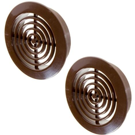 AWENTA 45mm Diameter Hole 2x Brown Round Door Air Vent Grille Woodwork Furniture