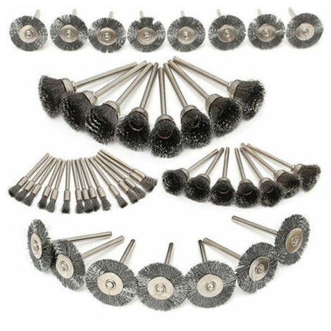 45Pcs Jeu De Brosses Métalliques En Acier Inoxydable 10/15/25 Mm Avec Tige 1/8 Pour Le Polissage