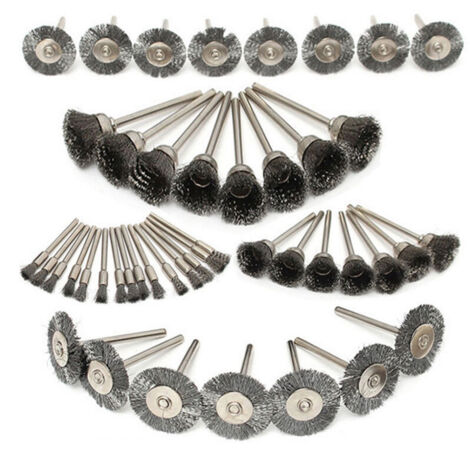 45Pcs Jeu De Brosses Métalliques En Acier Inoxydable 10/15/25 Mm Avec Tige 1/8 Pour Le Polissage