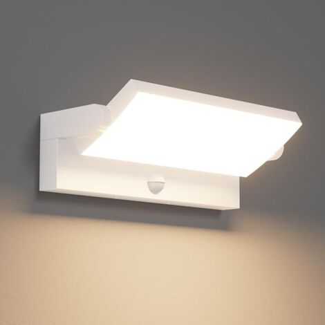 45W Applique Exterieur/Intérieur avec Détecteur de Mouvement, Lampe murale avec LED Panneau Rotatif, IP65 Éclairage Lampe Moderne pour Entrée Terrasse, 3480LM, Blanc Chaud 3000K, Blanc