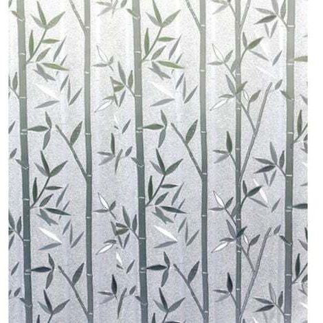 45x200CM Film Occultant Fenêtre, Film Fenêtre Anti Regard, Film Fenêtre Décoratif pour Bureau Maison Motif Bambou Vitrage Film décoratif