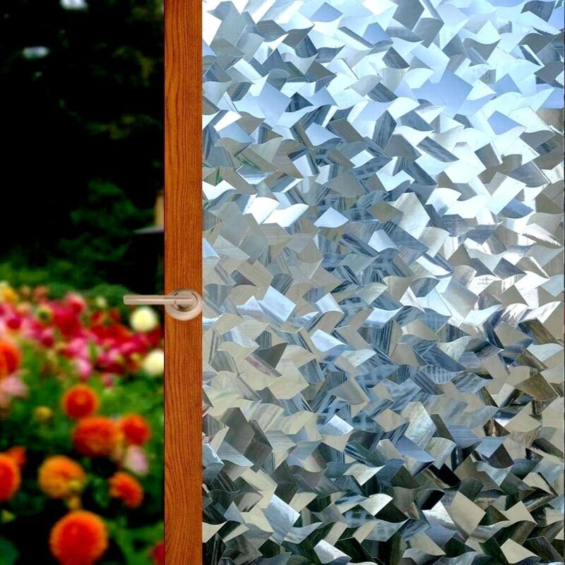 45x200cm)Film décoratif 3D pour fenêtre - Autocollant - Opaque - Sans colle - Pour fenêtre - à paillettes