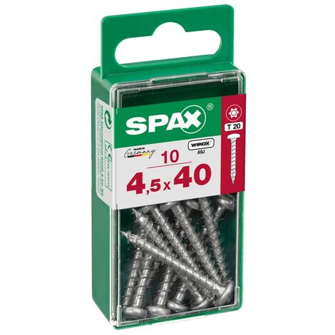 4,5X40 Cabeza Redonda Spax Pz Wirox 10 Pc Box 10 Helicoidales Universales