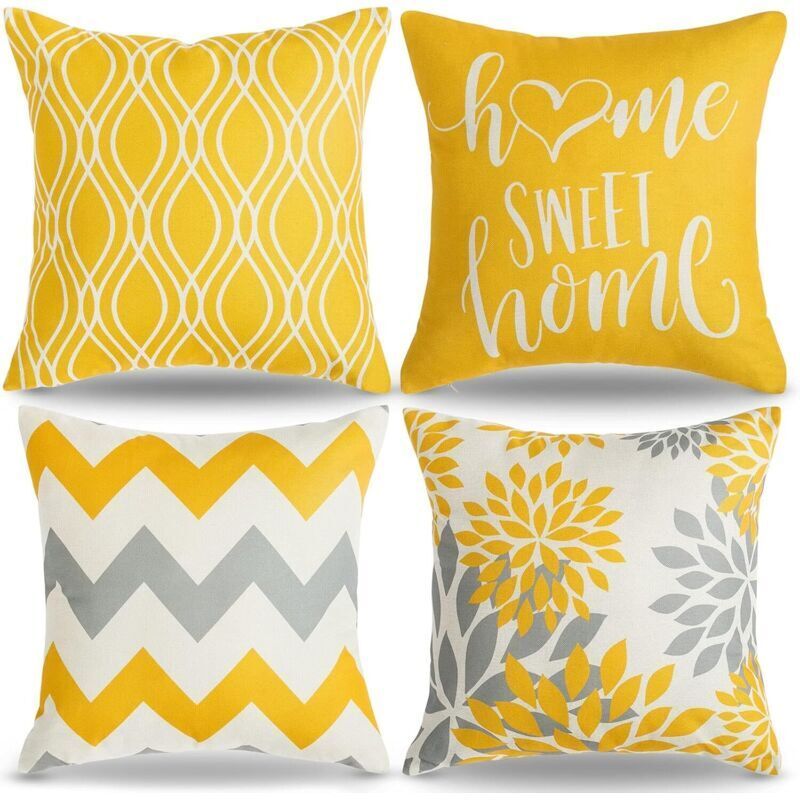 45x45cm,Housse de Coussin Géométrique Motif Coussin Decoratif Jaune Coussin Canapé pour Canapé Maison Salon Chambre Décoration D'intérieur