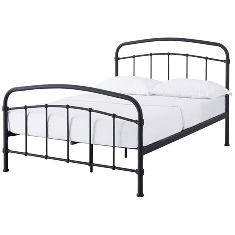 4.6 Feet Halston Double Bed - Metal - L200 x W146 x H113 cm - Black