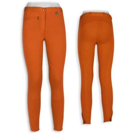 46 IT, Arancione: Pantaloni equitazione donna estivi con tasca a zip modello Tecnolight
