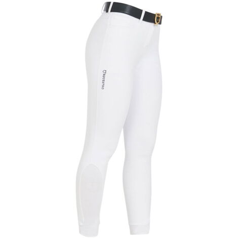 46 IT, Bianco: Pantalone equitazione donna a vita alta full grip con fodera in pile