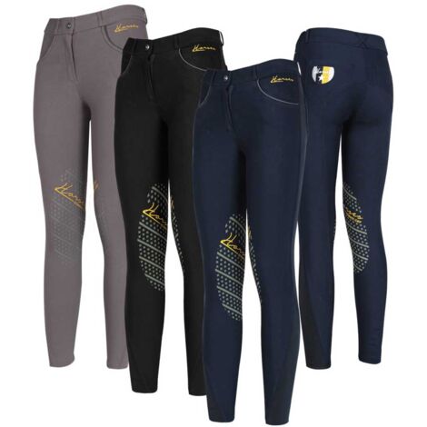 46 IT, Nero: Pantaloni da donna grip al ginocchio color oro modello Alexia