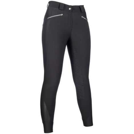 46 IT, Nero: Pantaloni equitazione donna traspiranti full grip modello Harbour Island con tasche zip