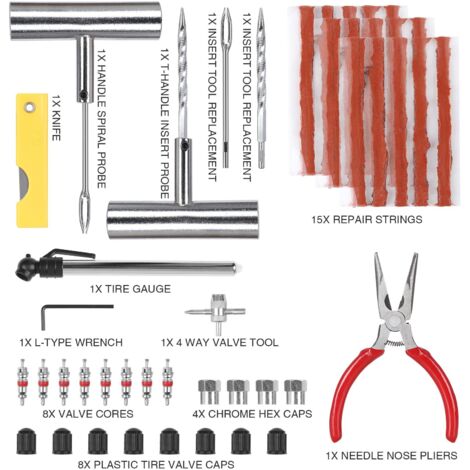46 Kit di riparazione pneumatici ARB per camper, SUV, ATV, berline, moto, camion, trattori, rimorchi, kit di riparazione forature e forature