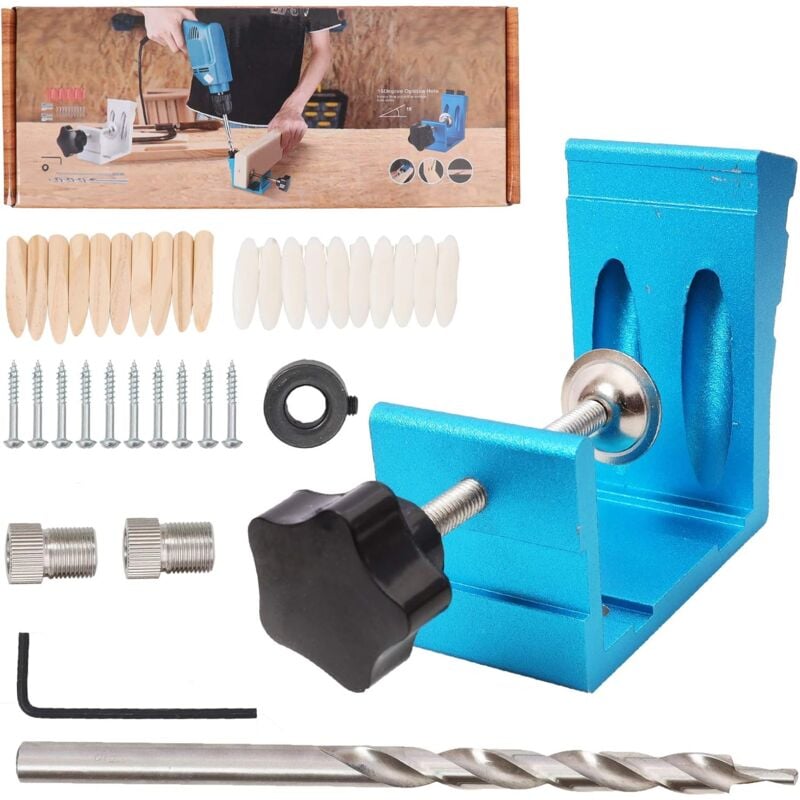 46 pcs 850 Heavy Duty One Piece Aluminium Pocket Hole Jig Kit Woodworking Tilt Hole Locator for Woodworking Angle Drilling Carpenters Woodworking