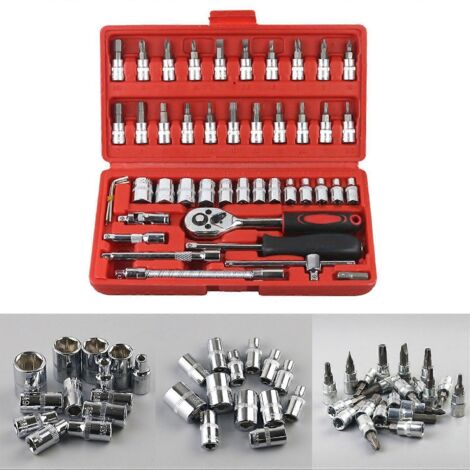 46 pièces cliquet tournevis réparation véhicule, outillage complet surface polie pour moto vélo électrique