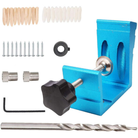 46-teiliges Taschenbohrlehren-Set, Mini-Präzisions-Taschenbohrlehre (15°) für die Holzbearbeitung, Stufenbohrer-Set, Holzbearbeitungswerkzeuge