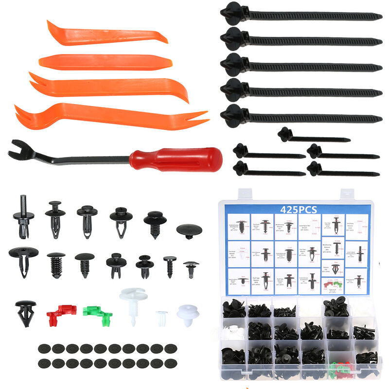 460 Pieces Kits De Fixations En Plastique Et Outils De Retrait De Garniture Clips De Retenue Rivet Ecrou Voiture Push Pin Rivet Attaches Garniture