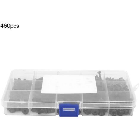 460 pièces Vis à tête fraisée hexagonale plate M3 M4 M5 Noir Classe 10.9 avec écrous