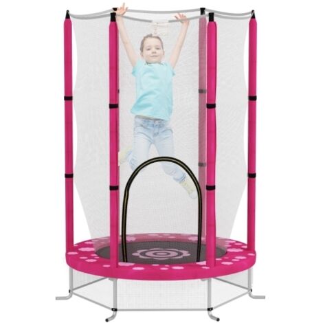 4.6ft Toddler Trampoline w/ Safety Enclosure Net, for Indoor Outdoor Use, Ages 3-6 Years, Pink
