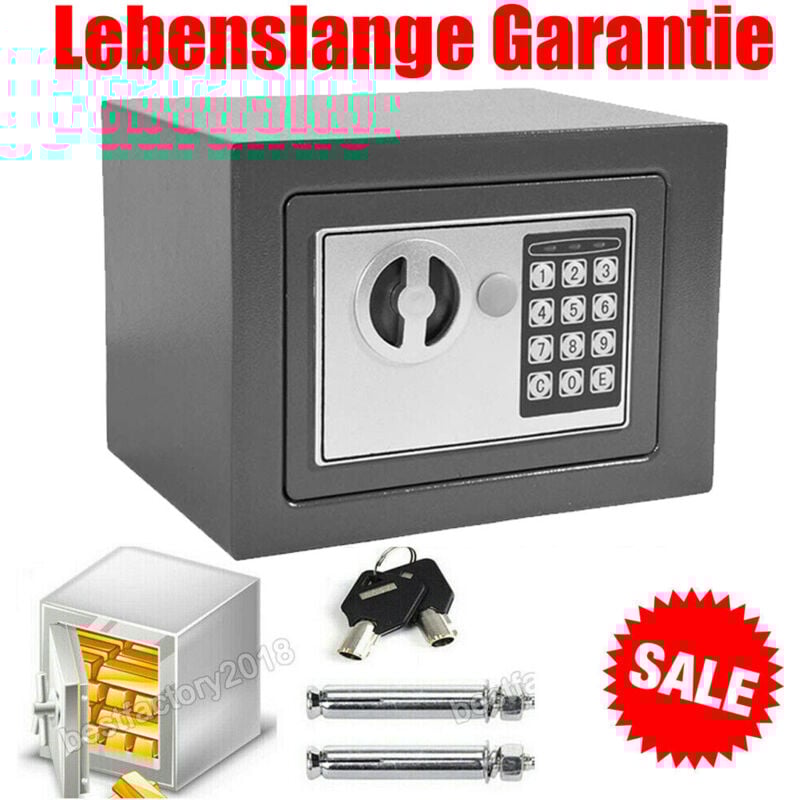Dayplus - 4.6L Coffre-Fort avec Serrure de Qualité Supérieure à Clé 23x17x17cm, Gris