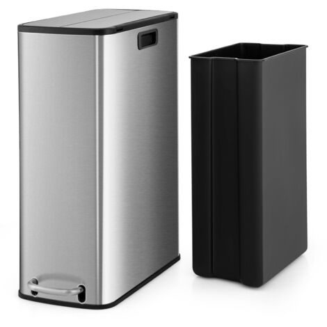 46L Trash Can Kitchen Waste Bin Slim Step Garbage Can w/Removable Bucket
