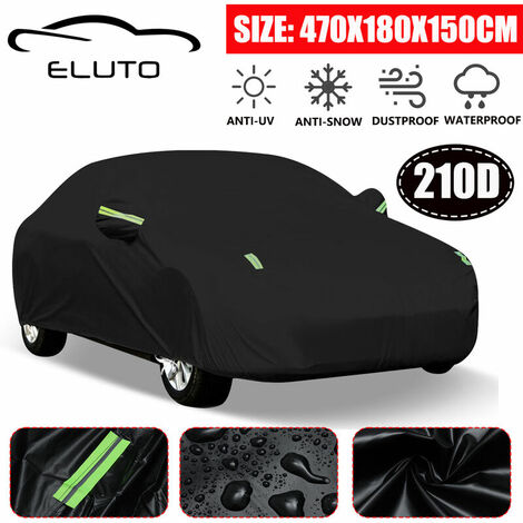 470x180x150cm Car Cover Waterproof Car Cover All Weather UV Protection UV Outdoor Windshield Flash Cover Striped with Reflective Strips 185x71x59in