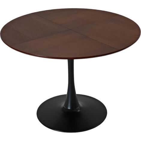 47,24 Zoll moderner runder Esstisch, vier Patchwork-Tischplatten mit Eichenholzmaserung, Metallgestell, Beistelltisch, Couchtisch.