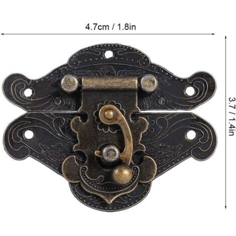 (4,73,7 cm, 2 pezzi, colore bronzo) Fibbia con lucchetto in rilievo vintage con viti per armadietto, portagioie, scatola regalo, valigia o mobili