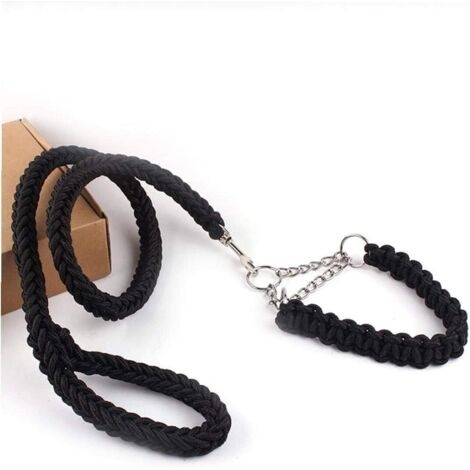 47.3in Pet Corde Tressée Leash Durable Et Sr en Nylon Pet Laisses pour Chien Grand (Noir),