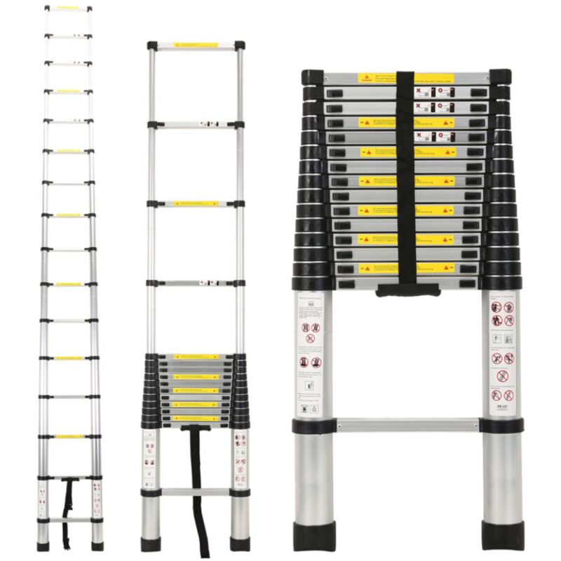 Samuel Alexander - 4.7m Telescopic Ladder Multi-Purpose folding Ladders Telescopic Extendable Portable Sturdy Loft Ladder