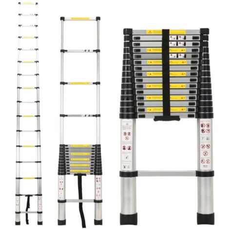 4.7m Telescopic Ladder Multi-Purpose folding Ladders Telescopic Extendable Portable Sturdy Loft Ladder