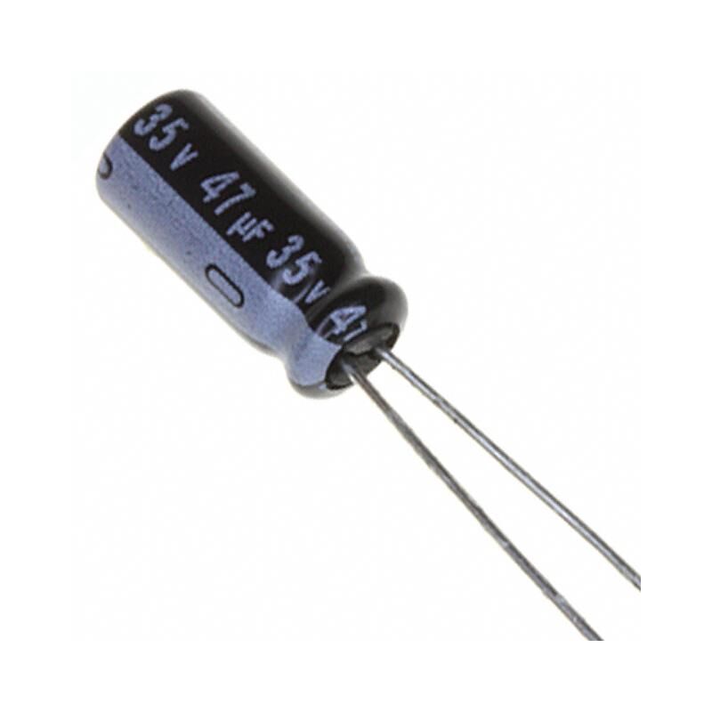 

Condensador Electrolitico 47uF 35Vdc Medidas 5x11mm