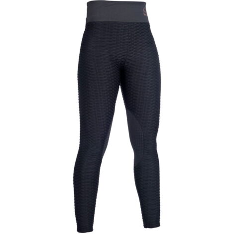 48/50 IT, Nero 9100: Pantaloni leggins da equitazione donna con grip sulle ginocchia modello Edinburgh
