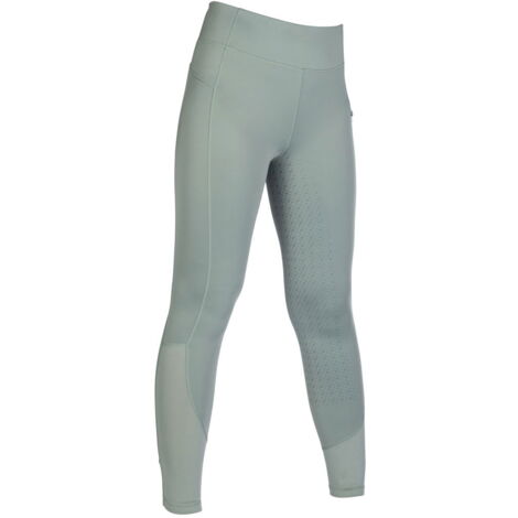 48/50 IT, Verde Salvia: Leggings donna a vita alta tessuto elastico con seduta integrale in silicone modello Harbour Island