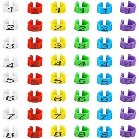 48 anelli per zampe di pollo per l'identificazione, anelli multicolore per l'identificazione del pollo, clip numerate per pollame, anello per pollo, per pollame, anatra, oca (16 mm)