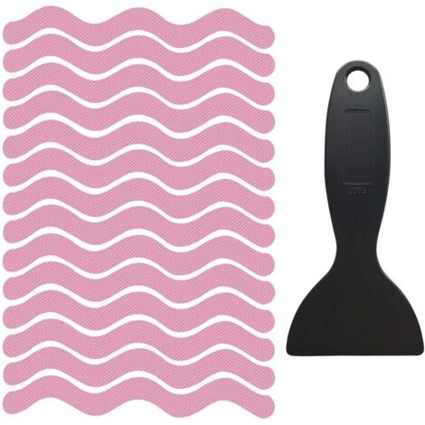 48 autocollants de baignoire antidérapants, autocollants de sécurité avec grattoir pour escaliers de baignoire de salle de bain glissants (rose), Ensoleillé