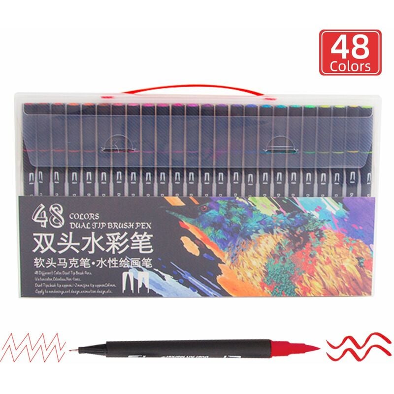 

48 colores Rotuladores de pincel de doble punta Fineliner & Brush Tip Art Markers Rotuladores de colores para ninos Adultos Dibujar Bocetos Colorear