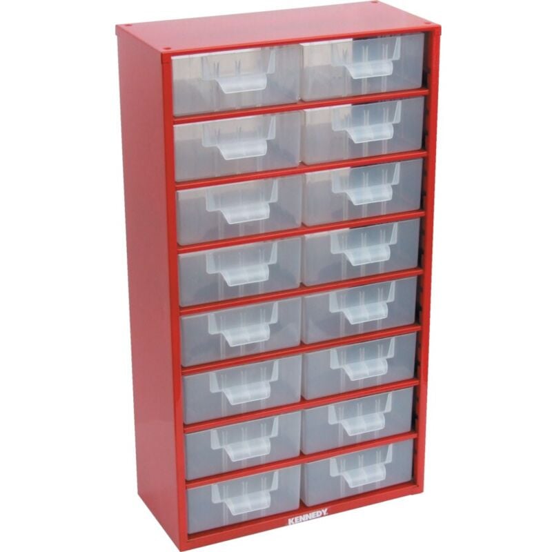 Kennedy - 16-Drawer Small Parts Storage Cabinet - Red