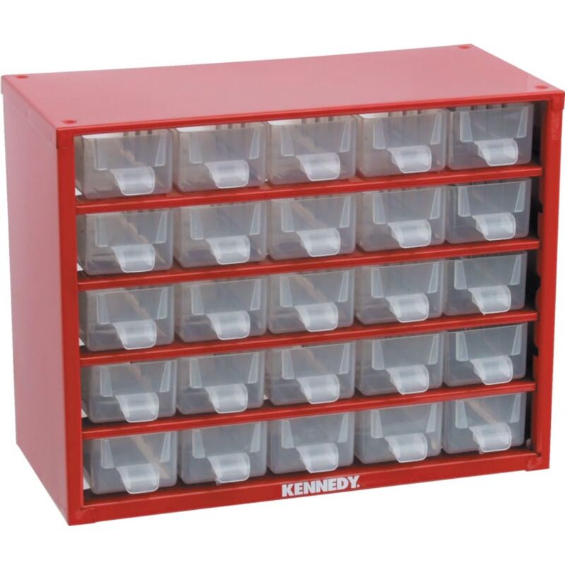 Kennedy - 25-Drawer Small Parts Storage Cabinet - Red