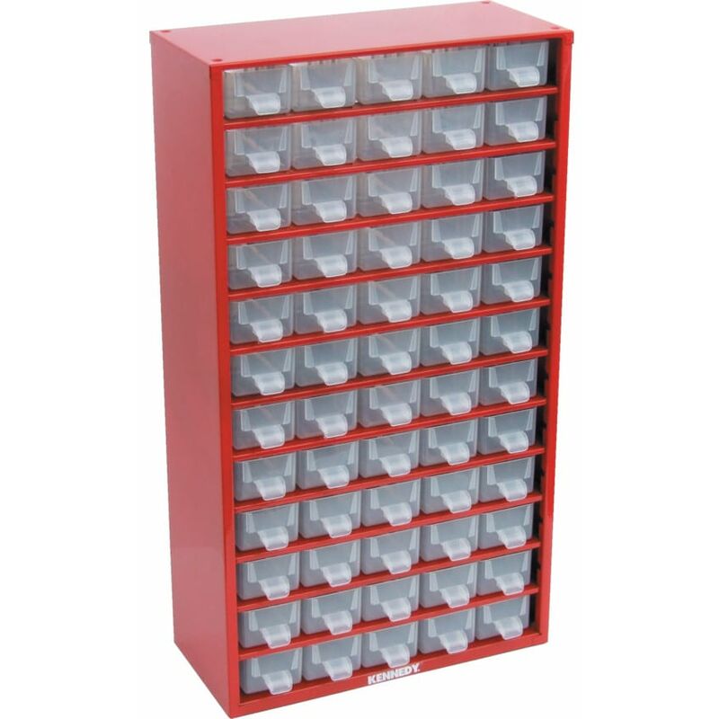 Kennedy - 60-Drawer Small Parts Storage Cabinet - Red