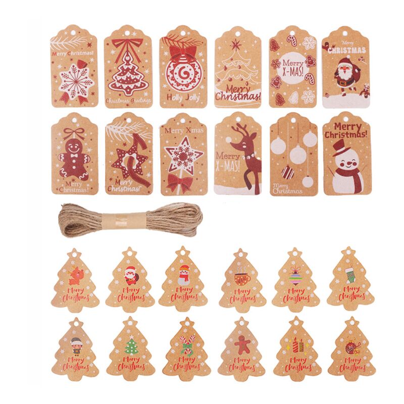 48 etichette in carta kraft, etichette regalo