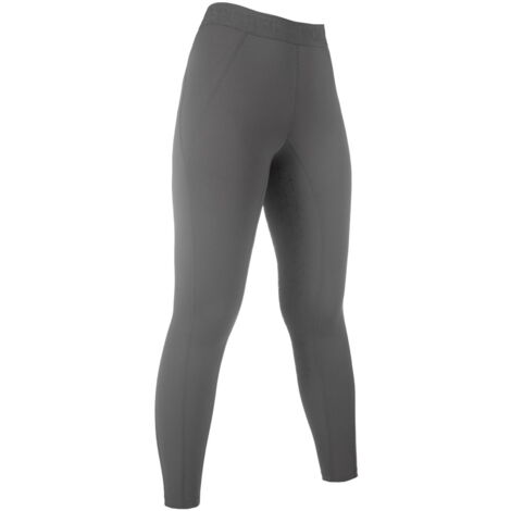 48 IT, grigio: Leggings donna per equitazione modello Tabea con full grip in silicone