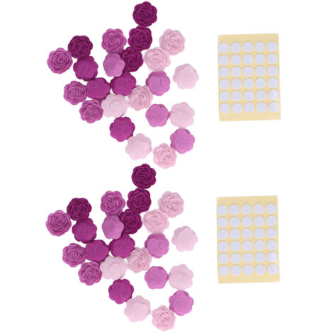 48 künstliche, dekorative Hochzeitsrosen, Blumen mit doppelseitigem Klebeband für Haarkränze, lila Ombré-Haaraccessoires